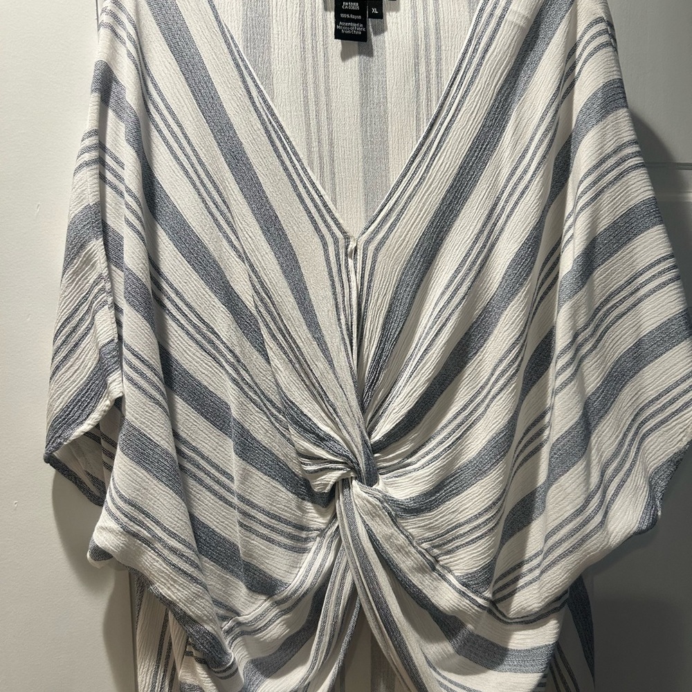 Karen Kane Striped V-Neck Knot Front Top